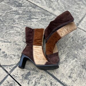 2000s Patchwork Heel Boots
